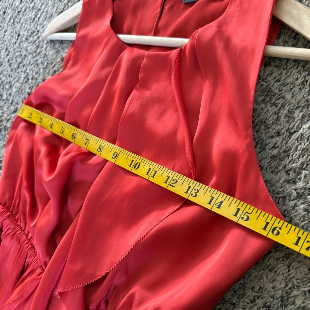THEME‎ Red Ruched Ruffle Front Sleeveless Mini Dress Size S - Picture 6 of 7